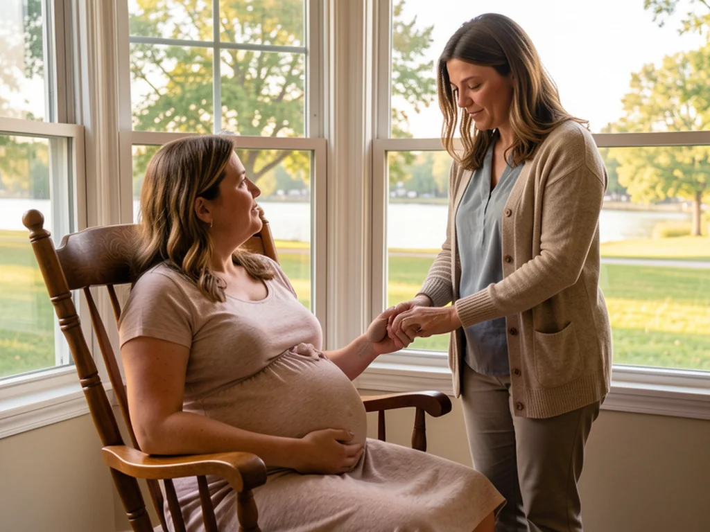 A doula supporting an expectant mom in Buffalo: New York birth support and doula care