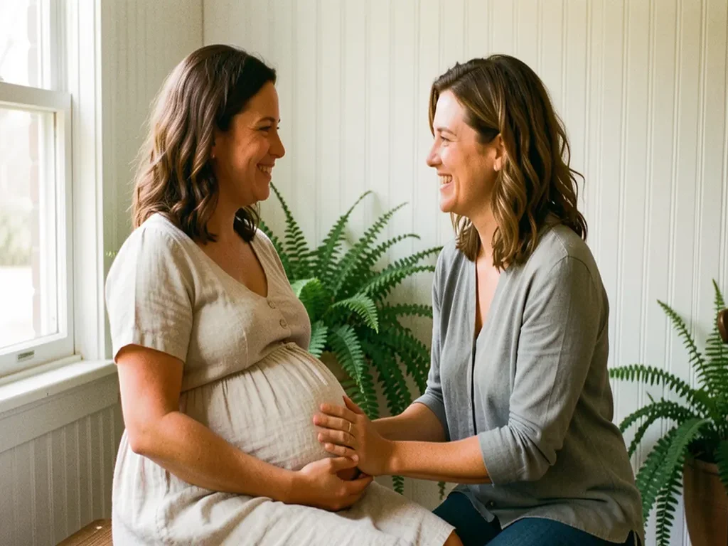 A doula walking alongside an expectant mom, offering continuous labor support
