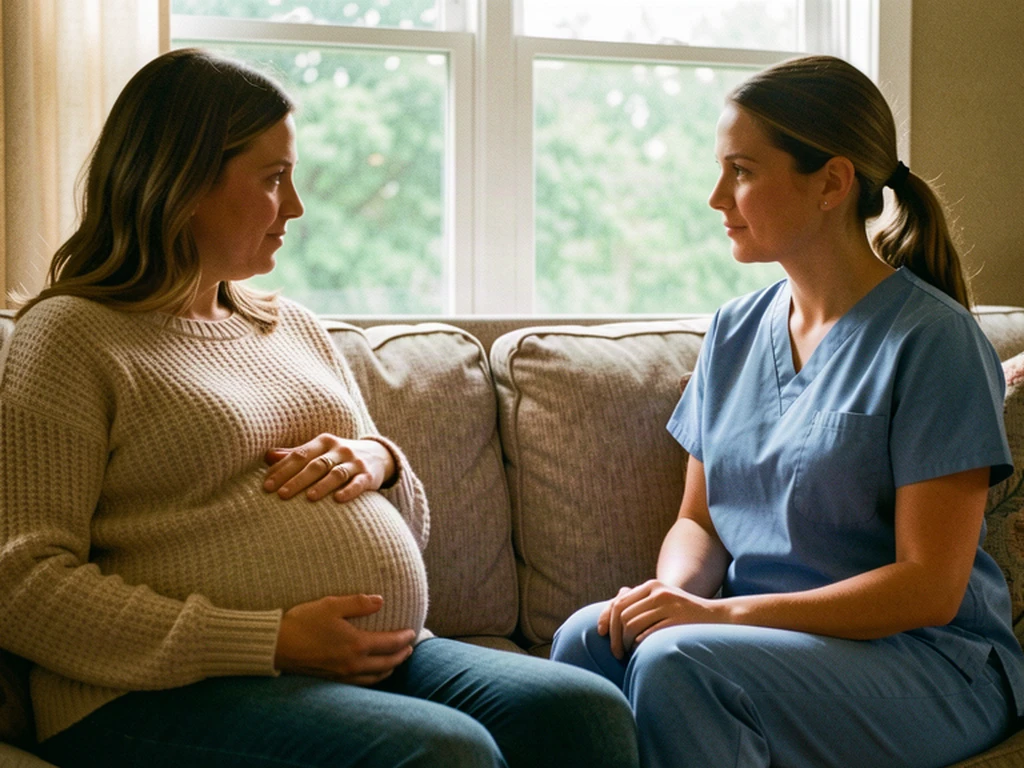 A doula walking alongside an expectant mom, offering continuous labor support