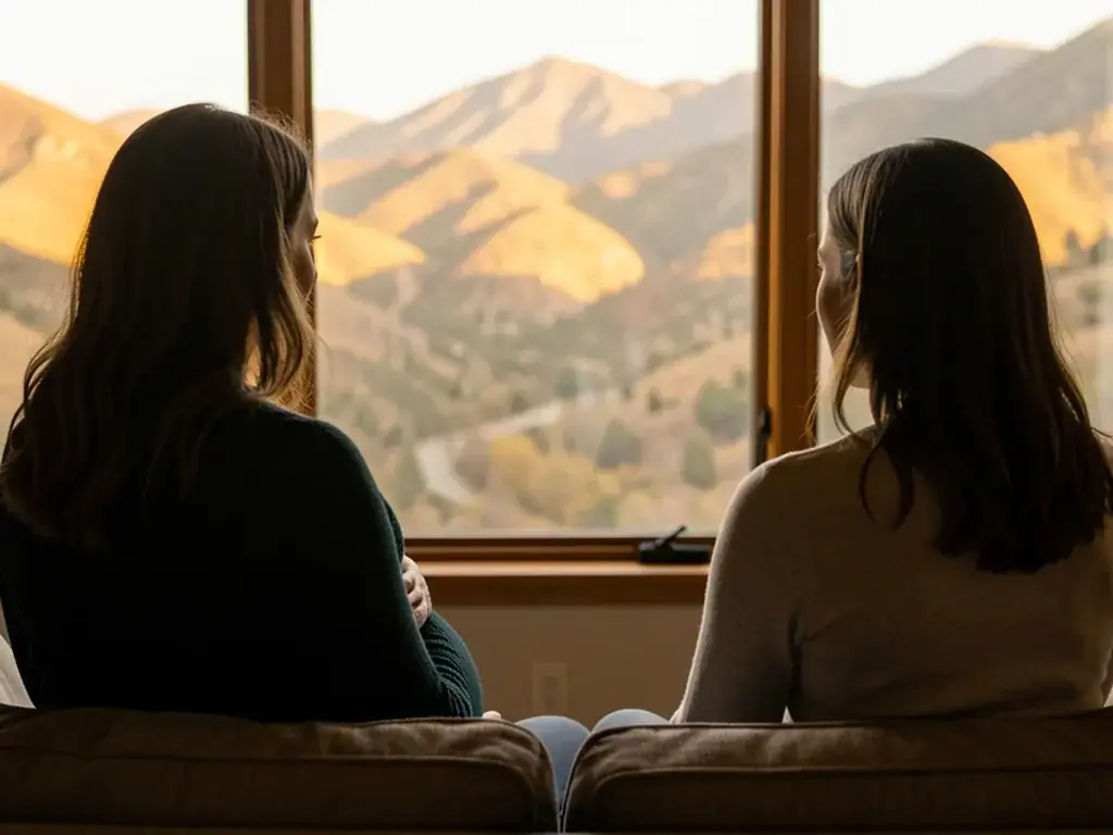 A doula supporting a pregnant woman during labor in Fort Collins, Colorado