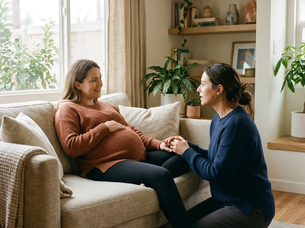 A doula supporting an expectant mom in Garden Grove: Orange County birth support and doula care