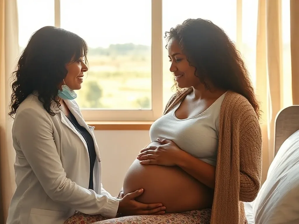 Birth doula providing hands-on labor support to an expecting family in Garland, Texas