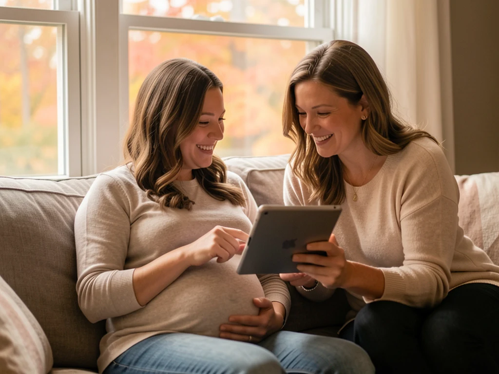 A doula supporting an expectant mom in Hartford with Connecticut River autumn foliage
