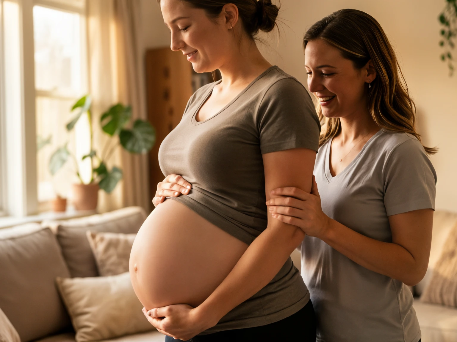 A doula supporting a pregnant woman in Milwaukee, Wisconsin
