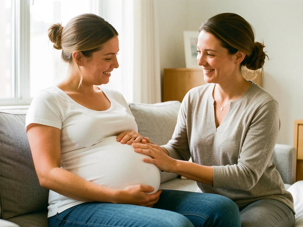 A doula providing gentle support to an expectant mother in New York City: NYC birth support and doula care