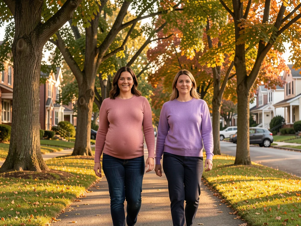 A doula walking with an expectant mom in Newark: New Jersey birth support and doula care