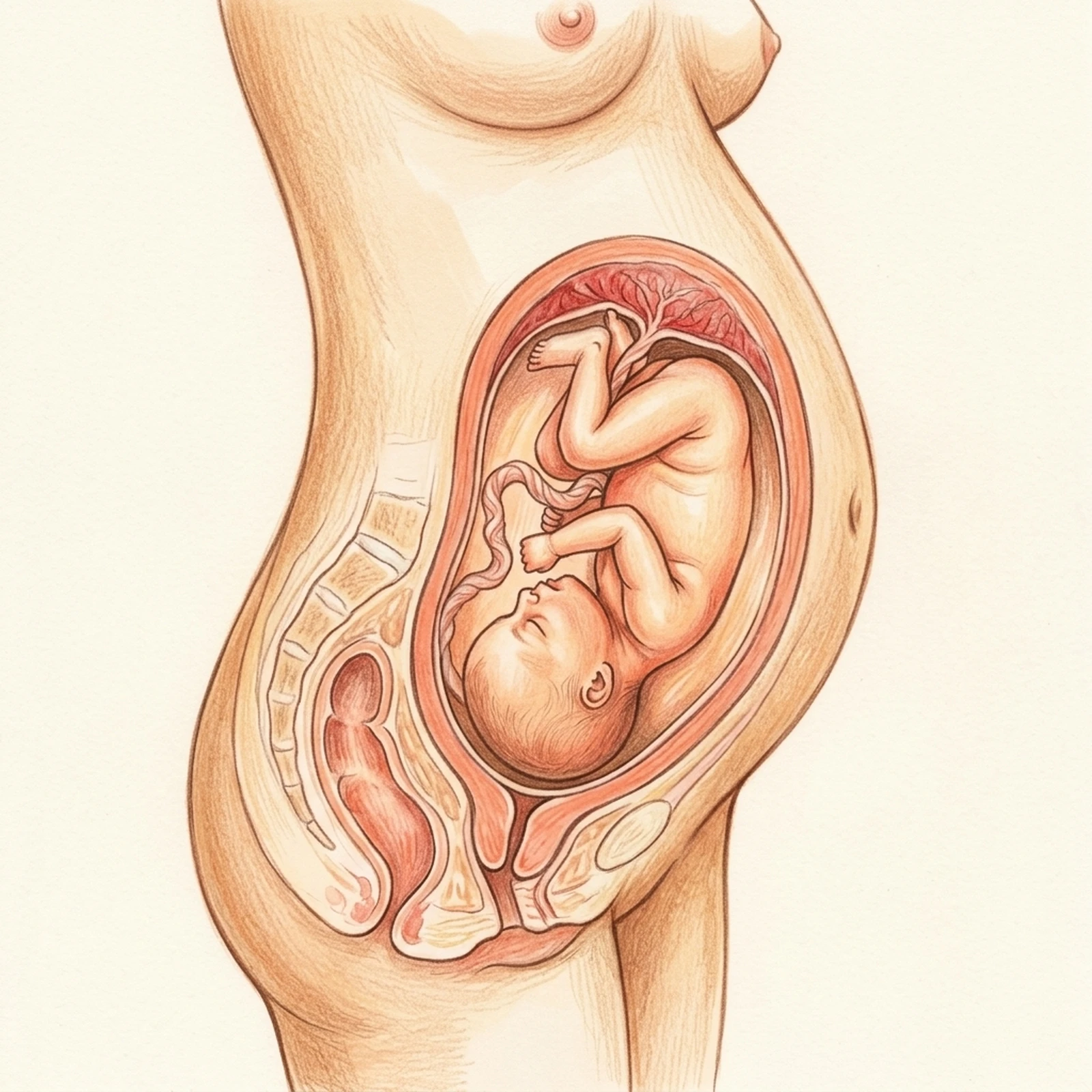 Week 34 pregnancy illustration — Smoother skin, longer nails