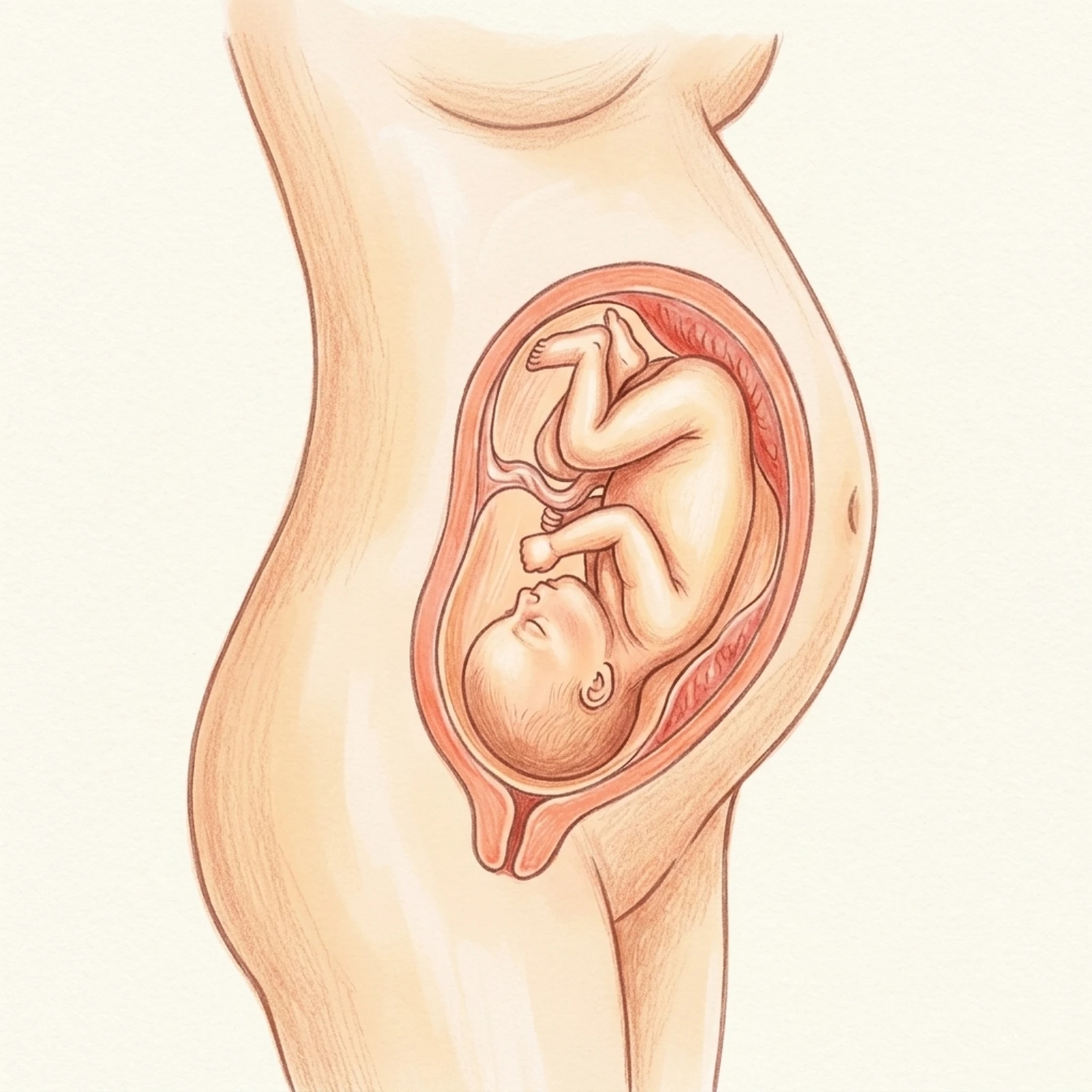 Week 35 pregnancy illustration — Settling head-down