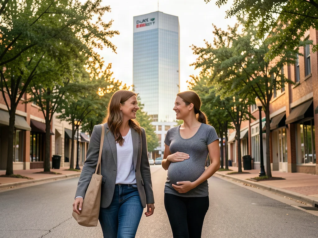 A doula walking alongside an expectant mom, offering continuous labor support