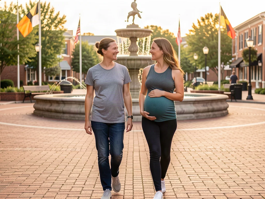 A doula supporting an expectant mom through Rockville Town Square: Maryland birth support and doula care