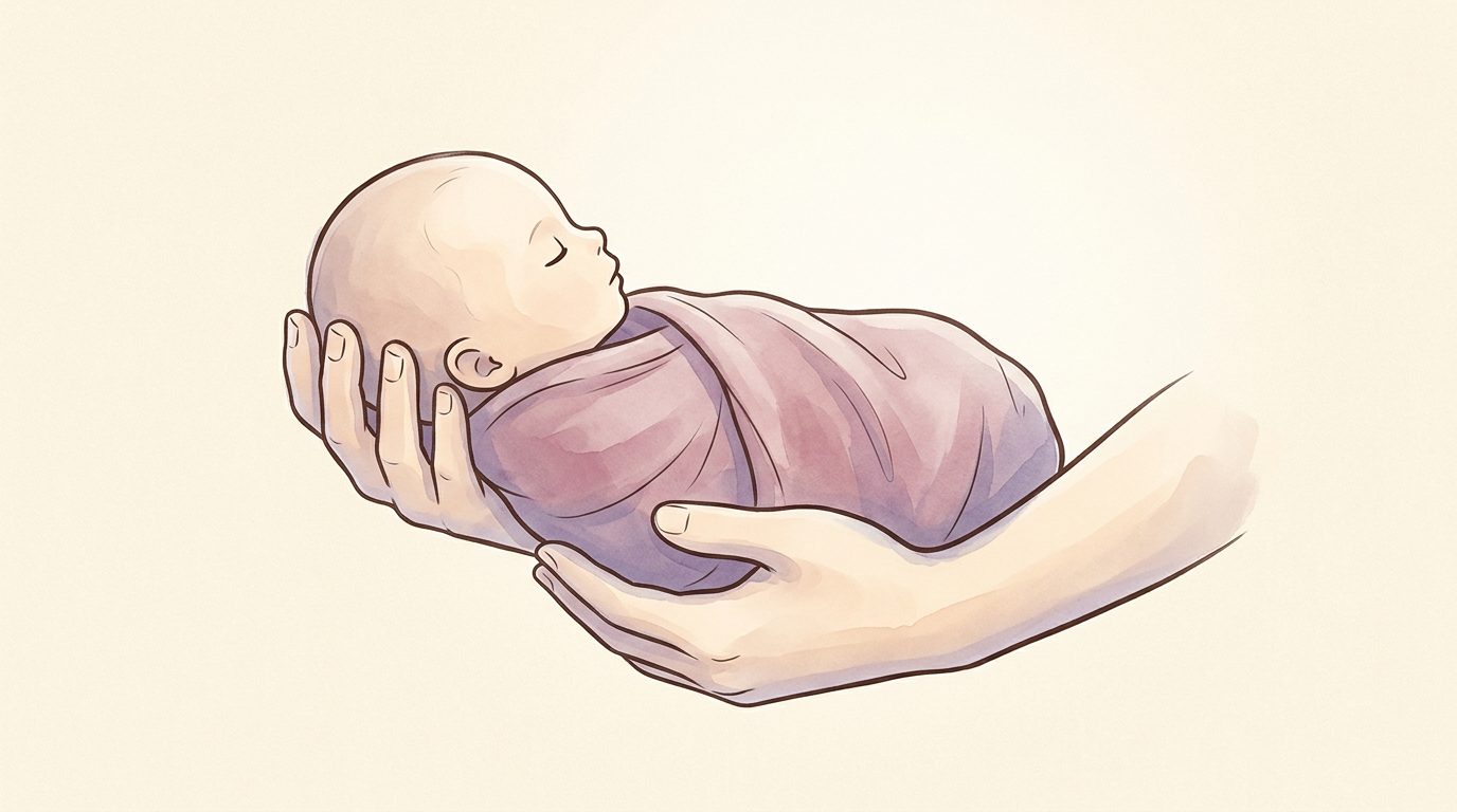 Watercolor illustration of a newborn cradled in gentle arms — the cover of the Hospital Sentence Bank