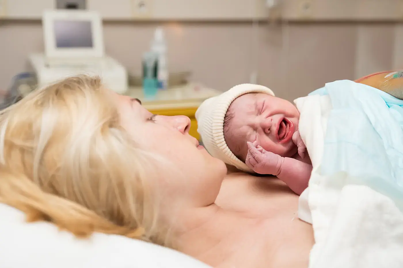 The first hour after birth — skin-to-skin contact, the moment your birth plan protects