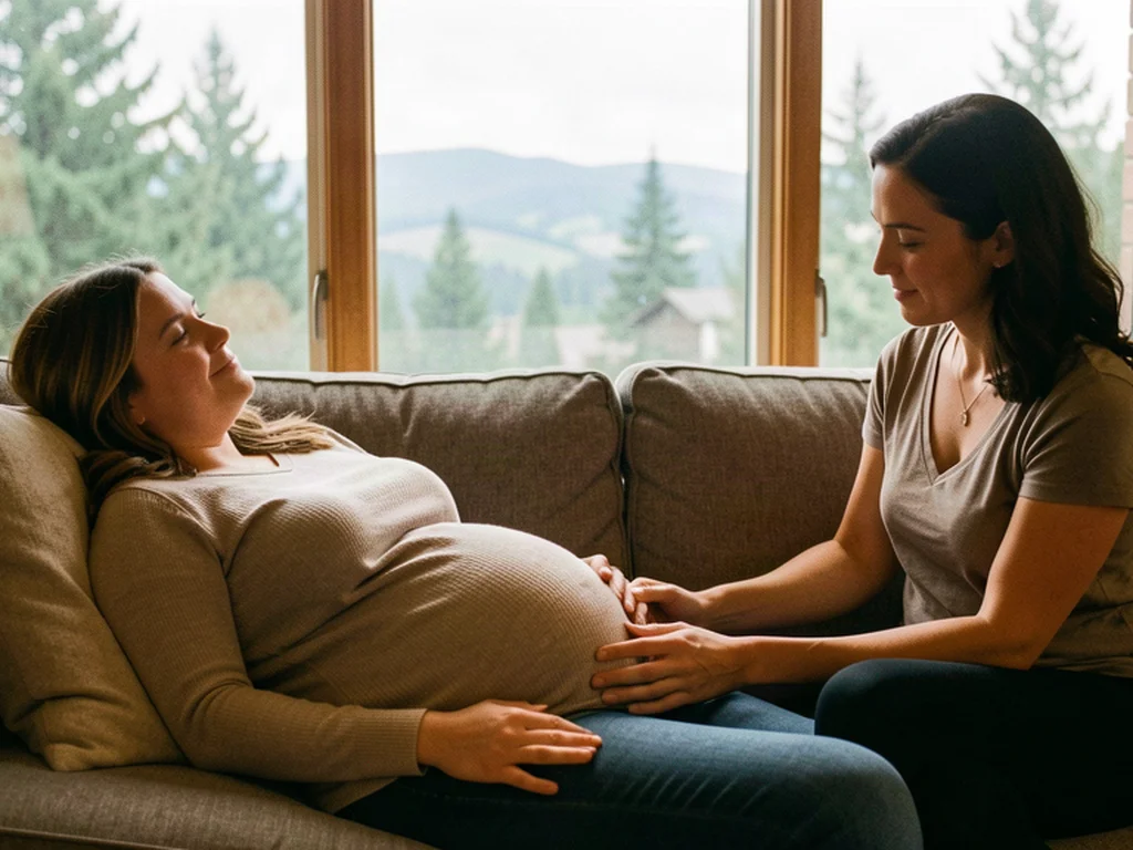A doula supporting an expectant mom in Spokane: Washington birth support and doula care